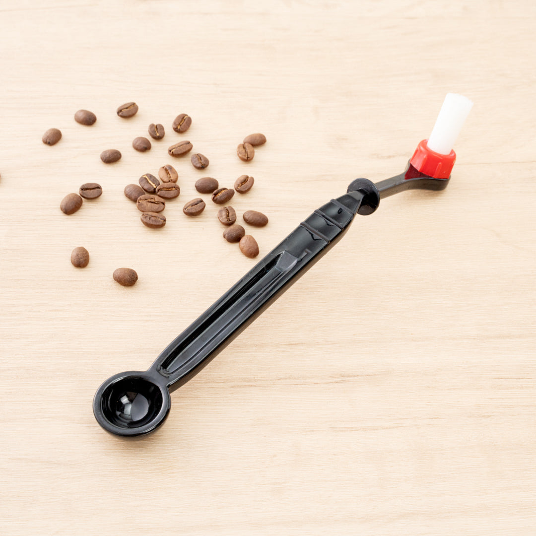 Restpresso Black Plastic Cleaning Brush and Spoon - for Espresso Machines - 8 3/4" x 1 1/4" x 1 1/4" - 1 count box